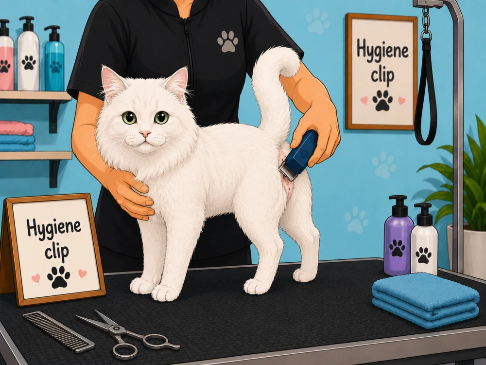 Cat hygiene clip grooming illustration