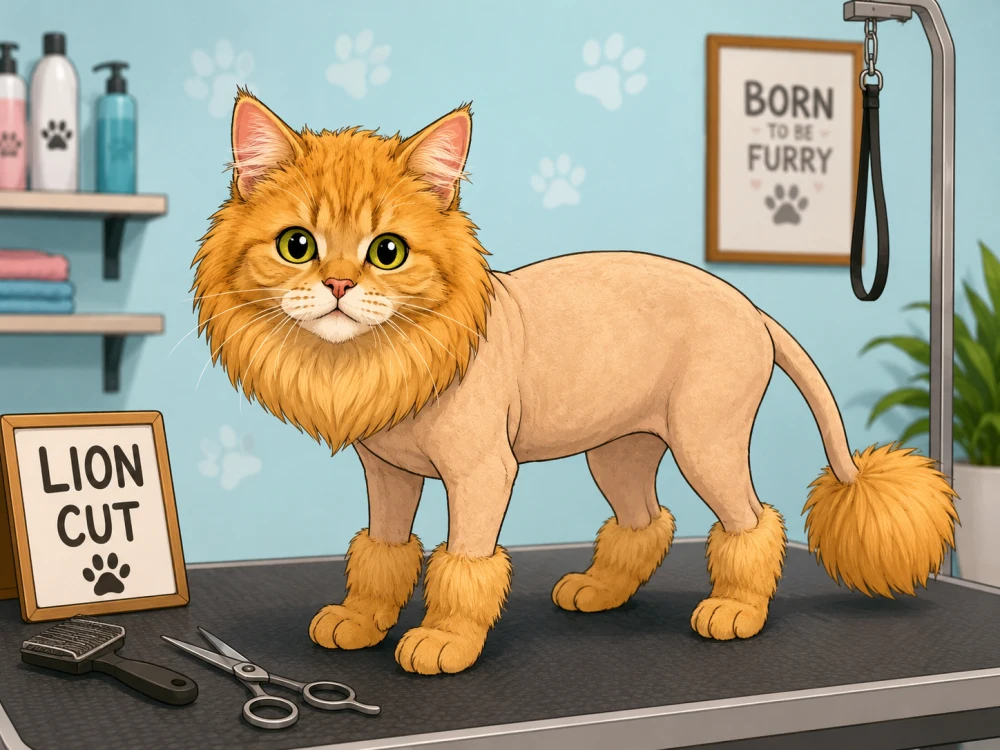 Cat Lion Cut grooming style illustration