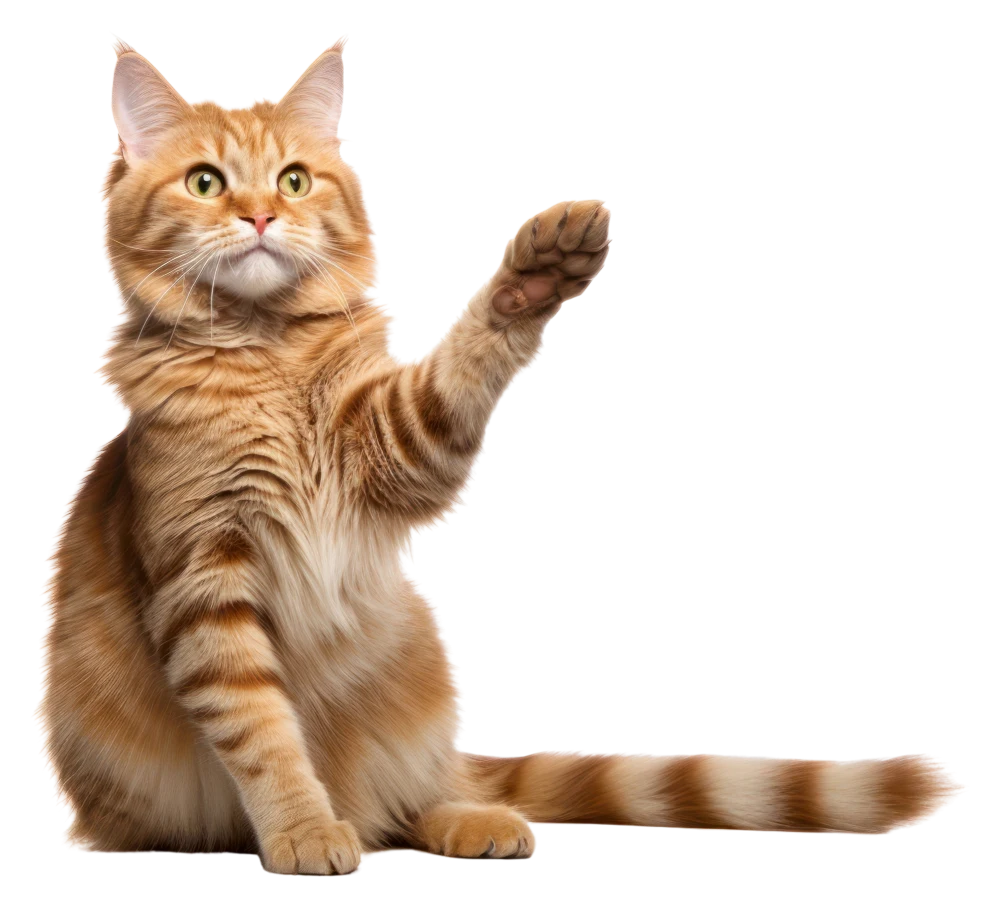 Ginger kitten stretching